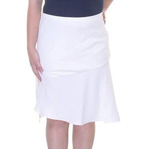 Ralph Lauren White Crepe Asymmetric Skirt NWT 14